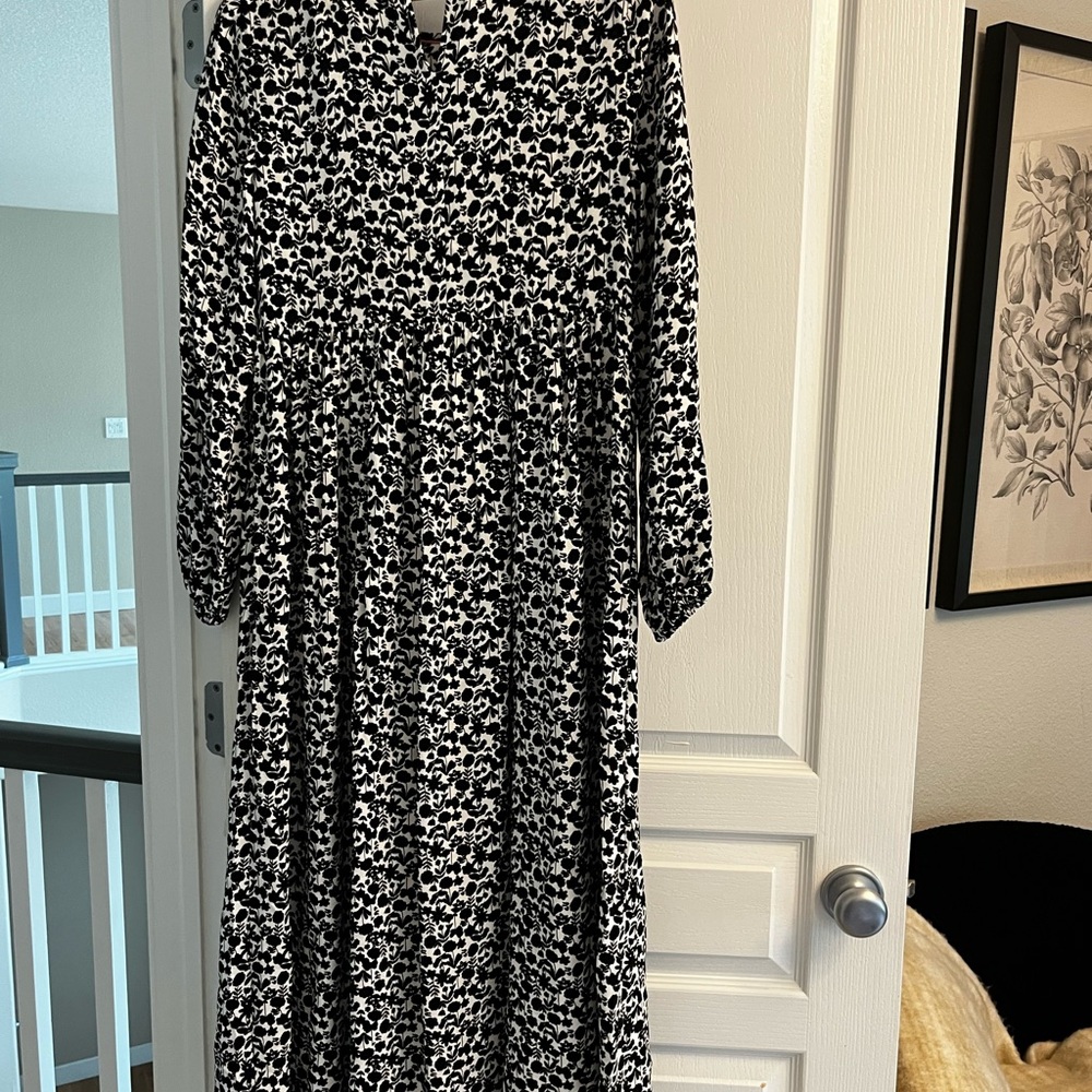 Boden Black and White Floral Maxi Dress